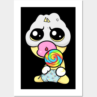 Cute Slluks character is ready for his rainbow candy illustration Posters and Art